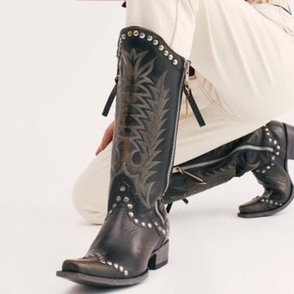 Old Gringo Shoes - Old Gringo Women's Chocolate Rockrazz Studded Zippered Boots